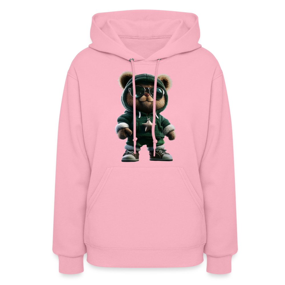 Hooded Gangster Christmas Teddy Bear (Design B) Women's Hoodie - classic pink