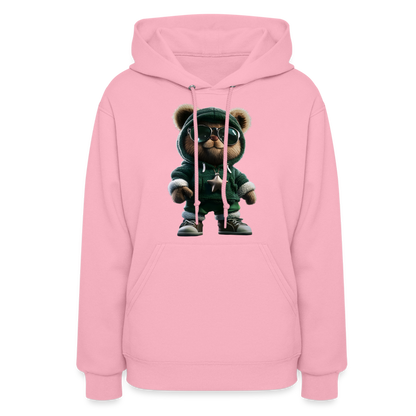 Hooded Gangster Christmas Teddy Bear (Design B) Women's Hoodie - classic pink