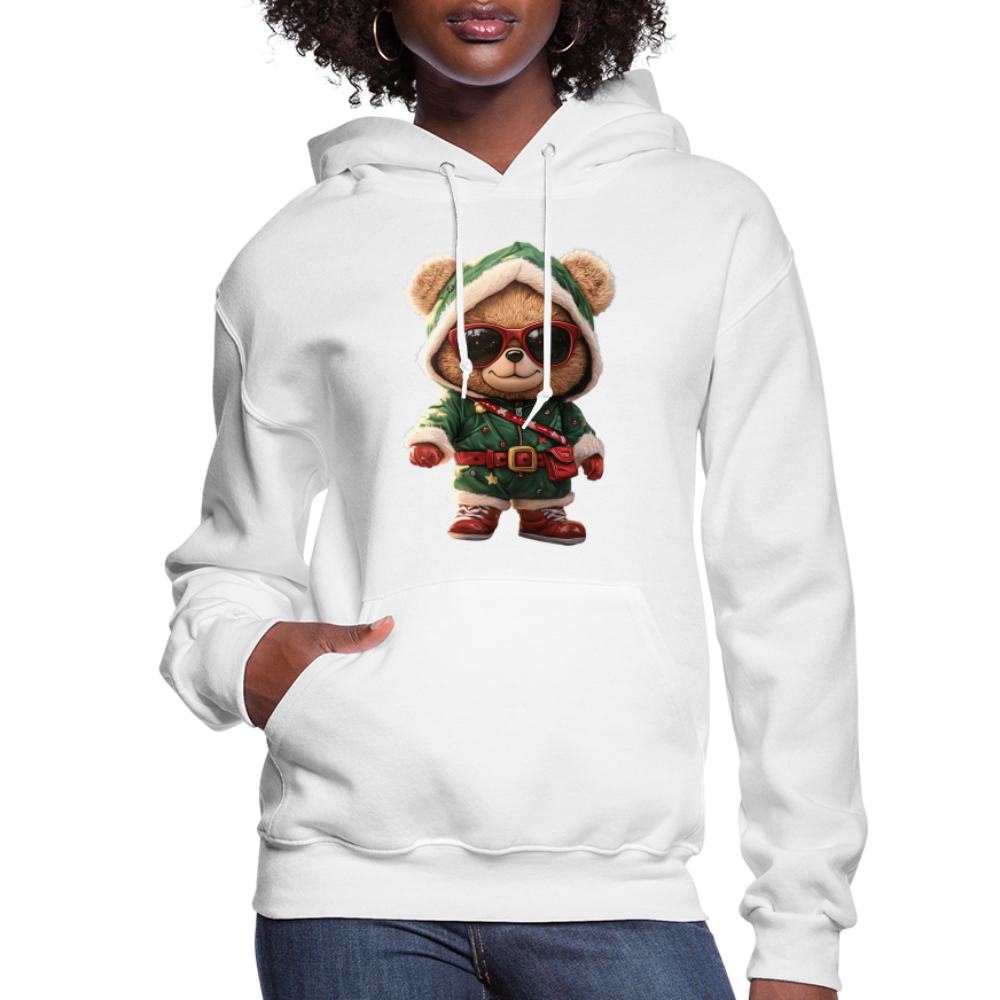 Hooded Gangster Teddy Bear (Design A) Women's Hoodie - white