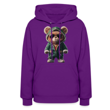 Hooded Gangster Christmas Teddy Bear (Design D) Women's Hoodie - purple