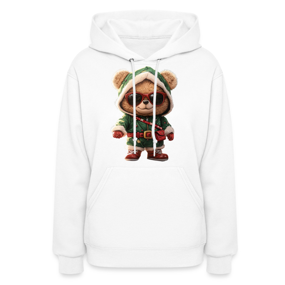 Hooded Gangster Teddy Bear (Design A) Women's Hoodie - white