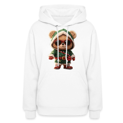 Hooded Gangster Teddy Bear (Design A) Women's Hoodie - white