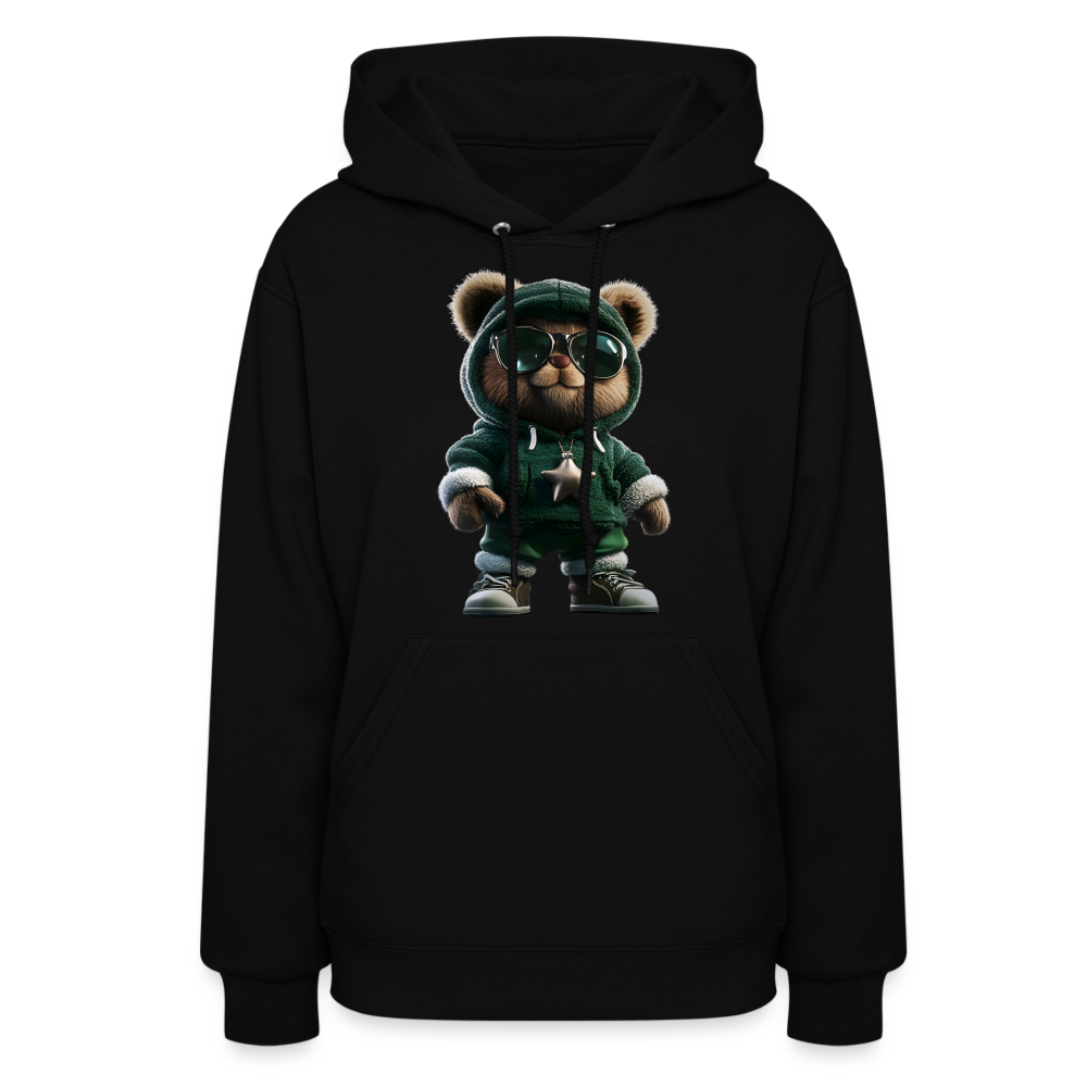 Hooded Gangster Christmas Teddy Bear (Design B) Women's Hoodie - black