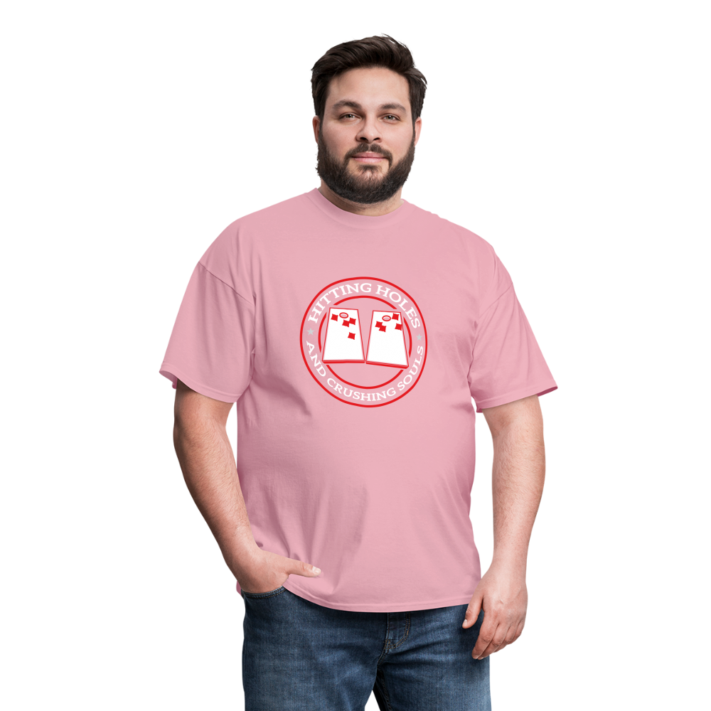 Hitting Holes and Crushing Souls Cornhole Unisex Classic T-Shirt - pink