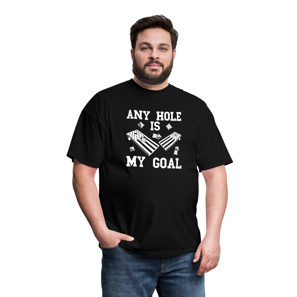 Any Hole is My Goal Cornhole Unisex Classic T-Shirt - black