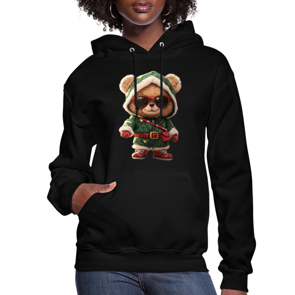 Hooded Gangster Teddy Bear (Design A) Women's Hoodie - black