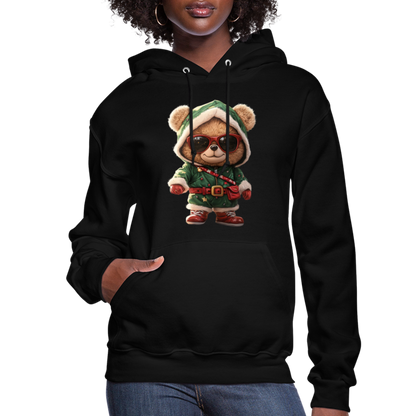 Hooded Gangster Teddy Bear (Design A) Women's Hoodie - black