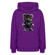 Hooded Gangster Christmas Teddy Bear (Design B) Women's Hoodie - purple