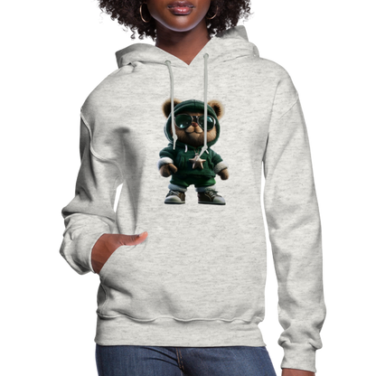 Hooded Gangster Christmas Teddy Bear (Design B) Women's Hoodie - heather oatmeal