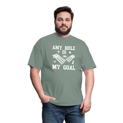 Any Hole is My Goal Cornhole Unisex Classic T-Shirt - sage