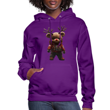Gangster Christmas Teddy Bear With Antlers (Design E) Women's Hoodie - purple