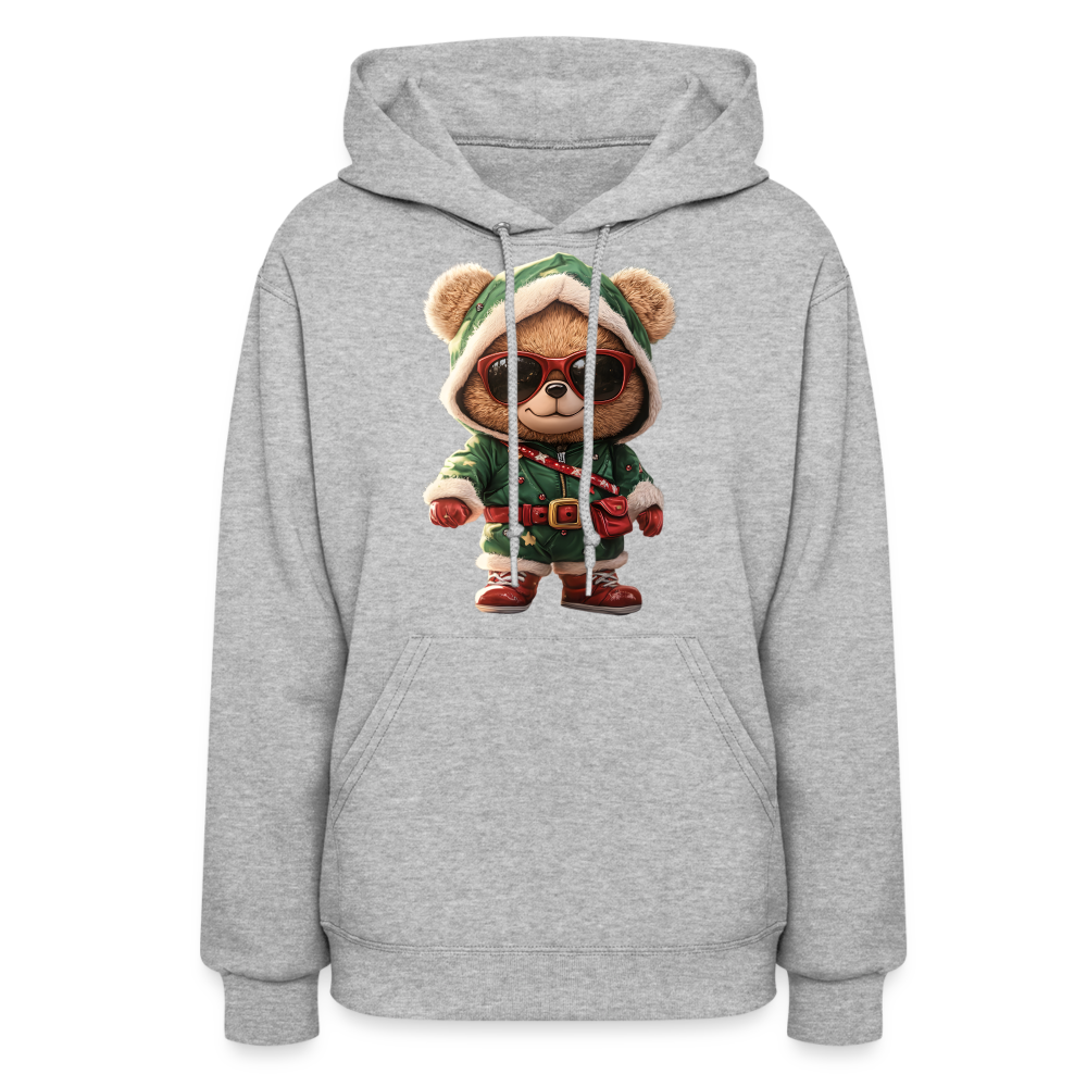 Hooded Gangster Teddy Bear (Design A) Women's Hoodie - heather gray