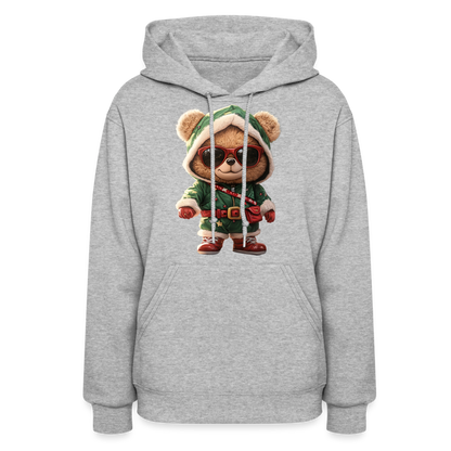 Hooded Gangster Teddy Bear (Design A) Women's Hoodie - heather gray