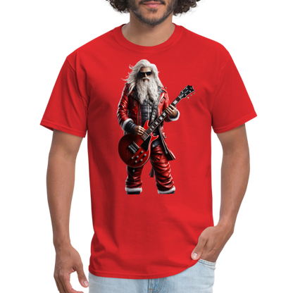 Santa Rock Star Playing Guitar Unisex Classic T-Shirt - red