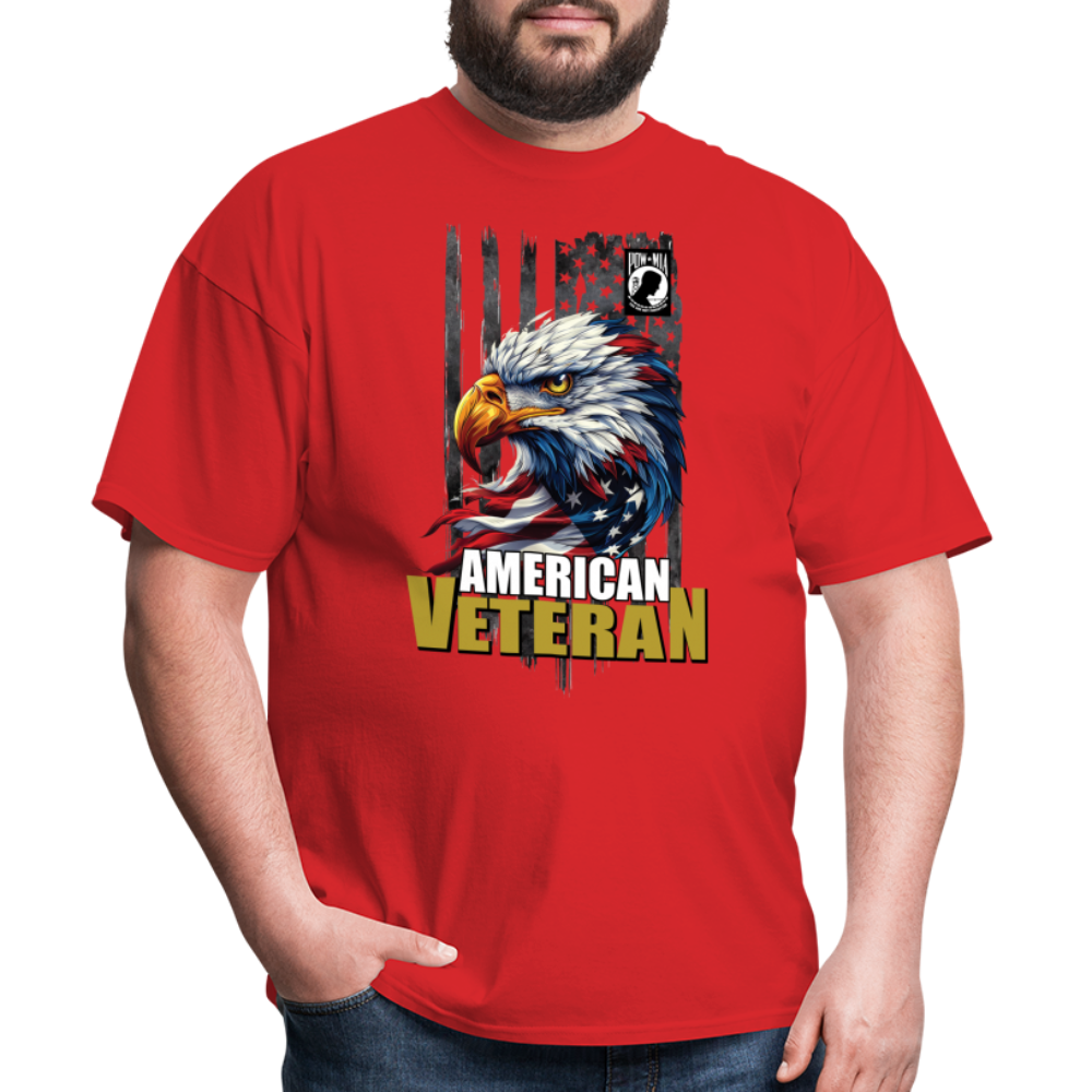 American Veteran Bald Eagle Flag Design Unisex Classic T-Shirt - red