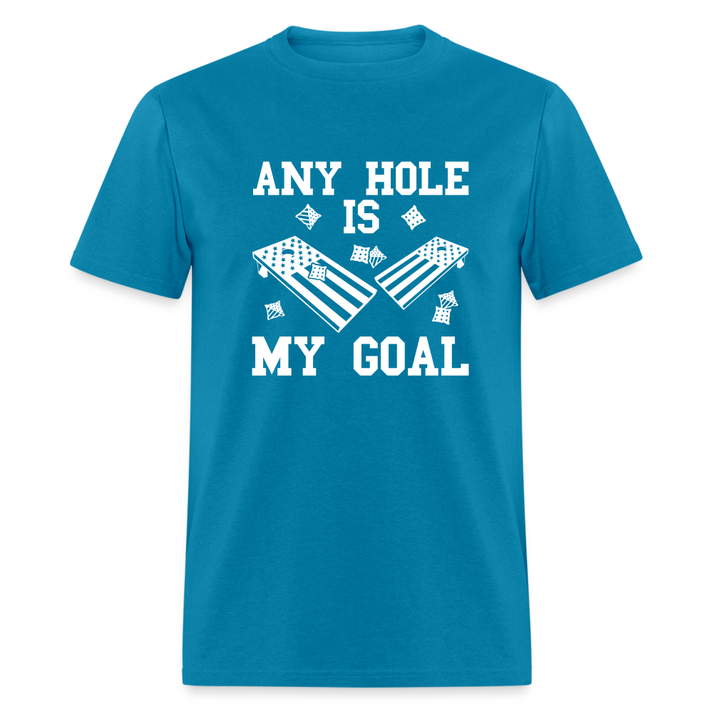 Any Hole is My Goal Cornhole Unisex Classic T-Shirt - turquoise