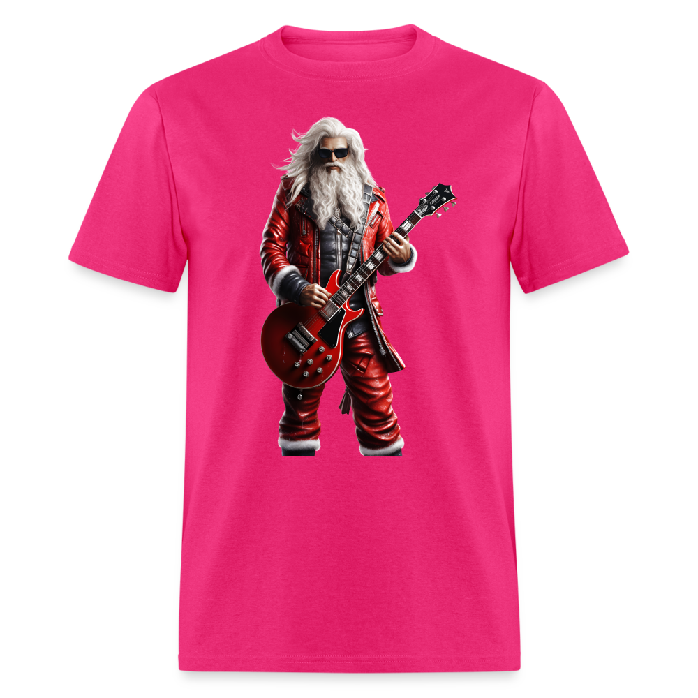 Santa Rock Star Playing Guitar Unisex Classic T-Shirt - fuchsia