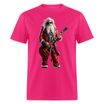 Santa Rock Star Playing Guitar Unisex Classic T-Shirt - fuchsia
