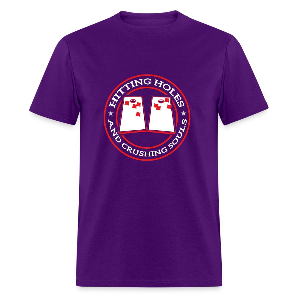 Hitting Holes and Crushing Souls Cornhole Unisex Classic T-Shirt - purple