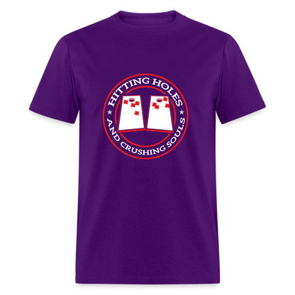 Hitting Holes and Crushing Souls Cornhole Unisex Classic T-Shirt - purple