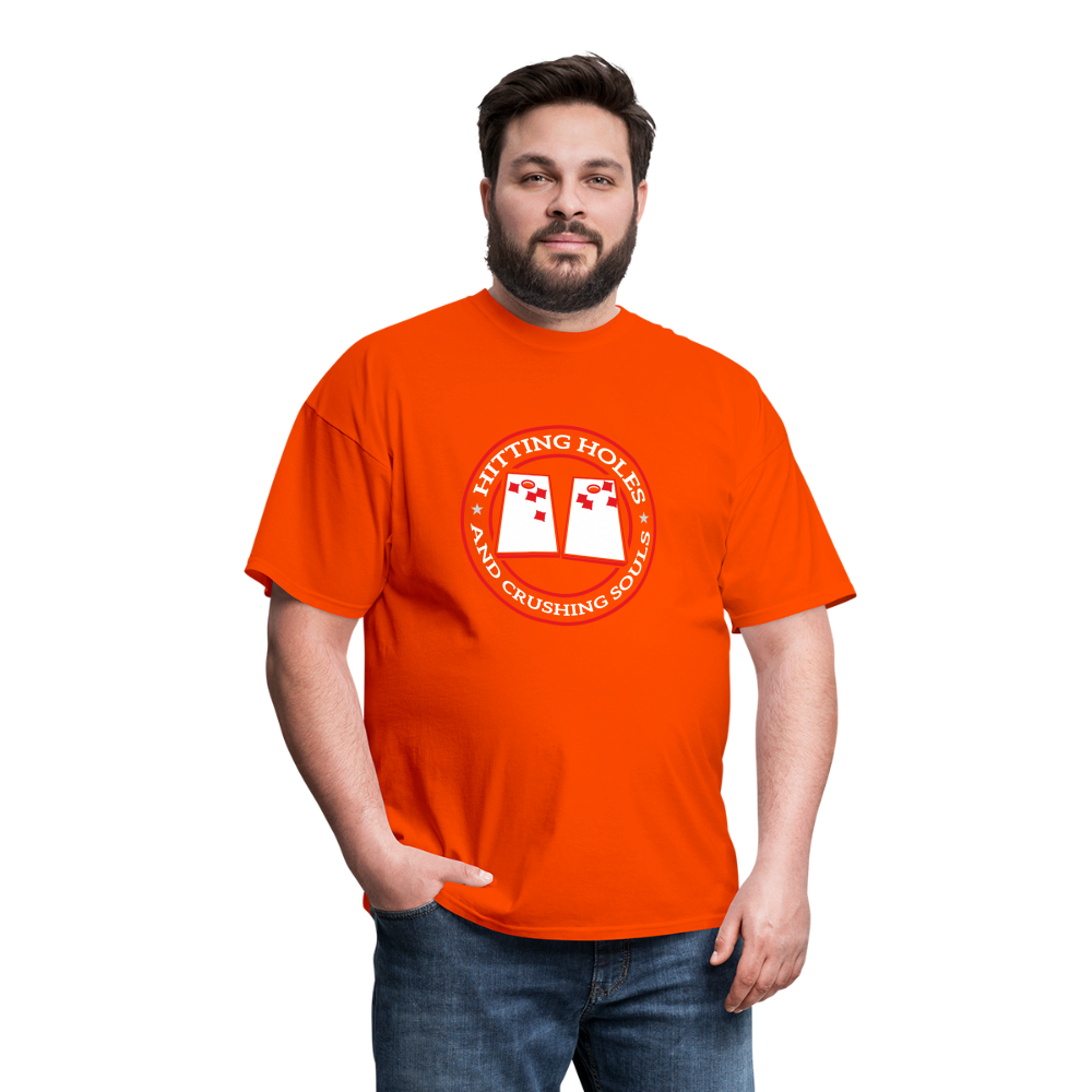Hitting Holes and Crushing Souls Cornhole Unisex Classic T-Shirt - orange