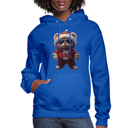 Hooded Gangster Christmas Teddy Bear (Design C) Women's Hoodie - royal blue