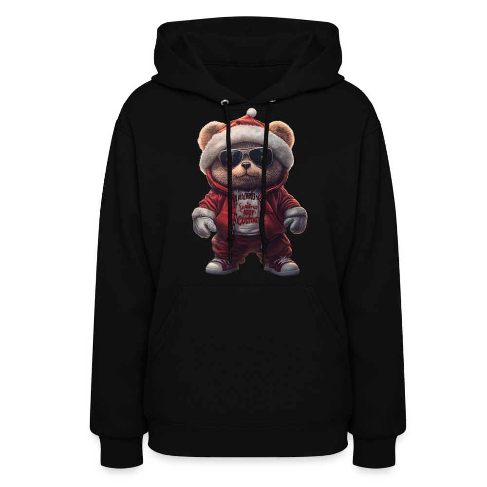 Hooded Gangster Christmas Teddy Bear (Design C) Women's Hoodie - black