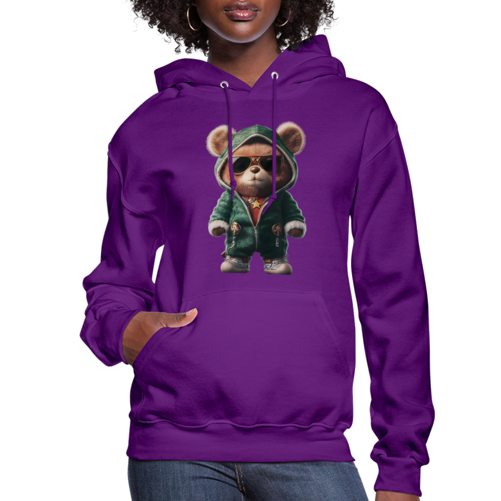 Hooded Gangster Christmas Teddy Bear (Design D) Women's Hoodie - purple