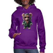 Hooded Gangster Christmas Teddy Bear (Design D) Women's Hoodie - purple
