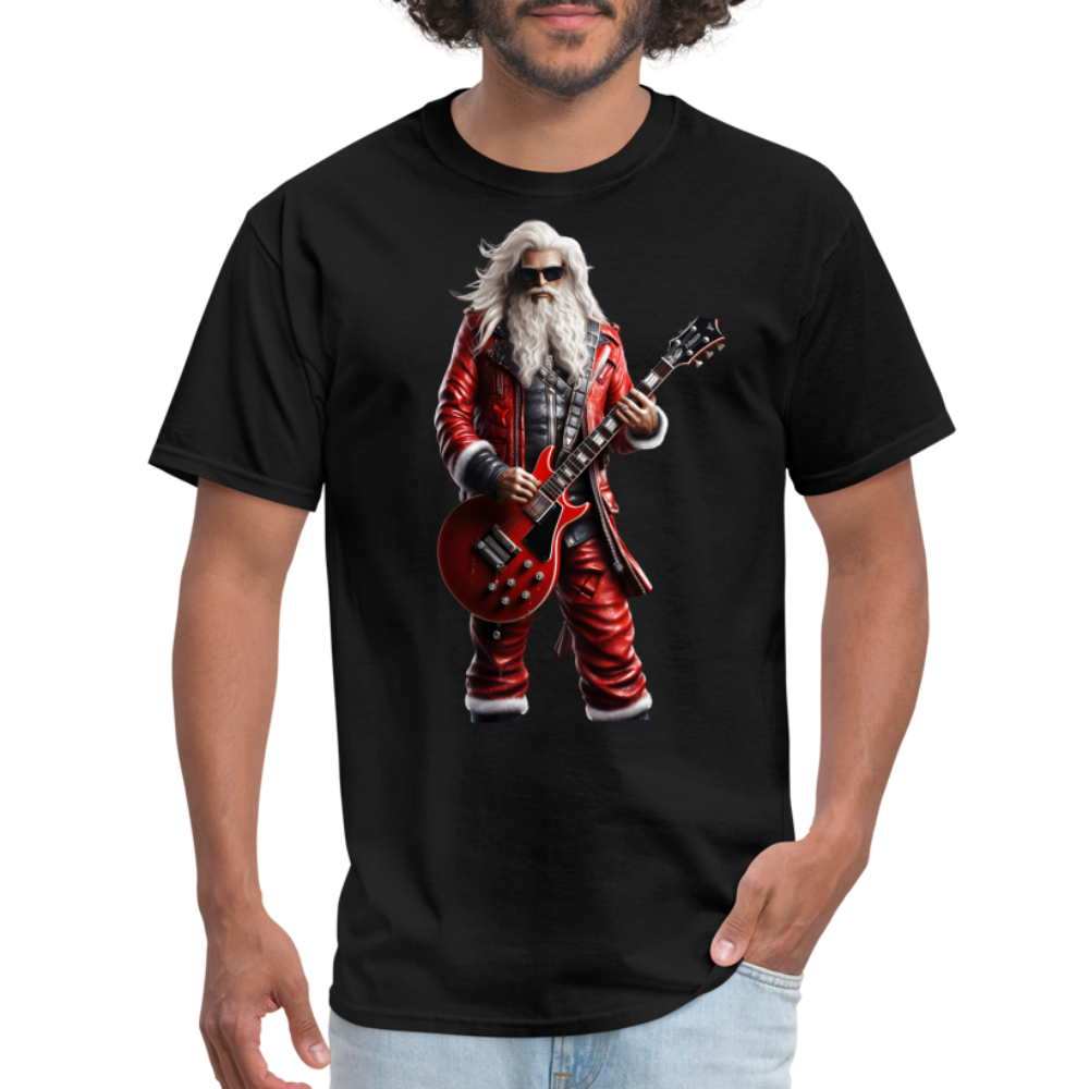 Santa Rock Star Playing Guitar Unisex Classic T-Shirt - black