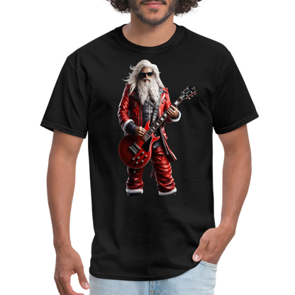 Santa Rock Star Playing Guitar Unisex Classic T-Shirt - black