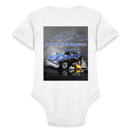Organic Short Sleeve Baby Bodysuit 1978 Malibu Station Wagon - white