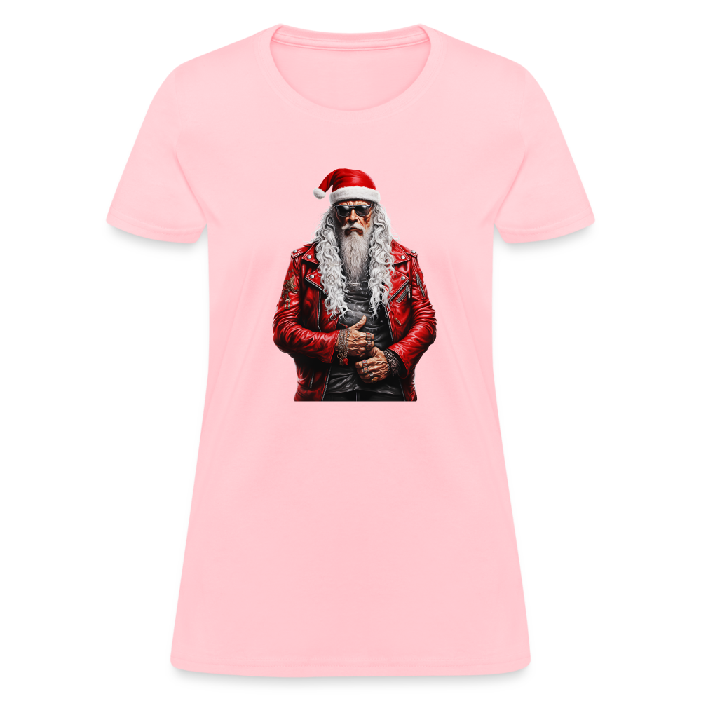 Santa Claus Rock Star in Sunglasses Women's T-Shirt - pink