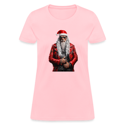 Santa Claus Rock Star in Sunglasses Women's T-Shirt - pink