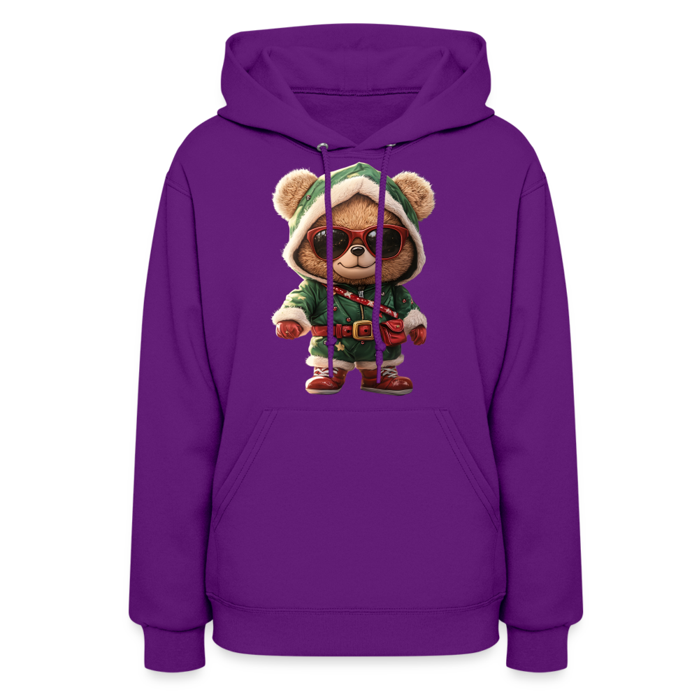 Hooded Gangster Teddy Bear (Design A) Women's Hoodie - purple