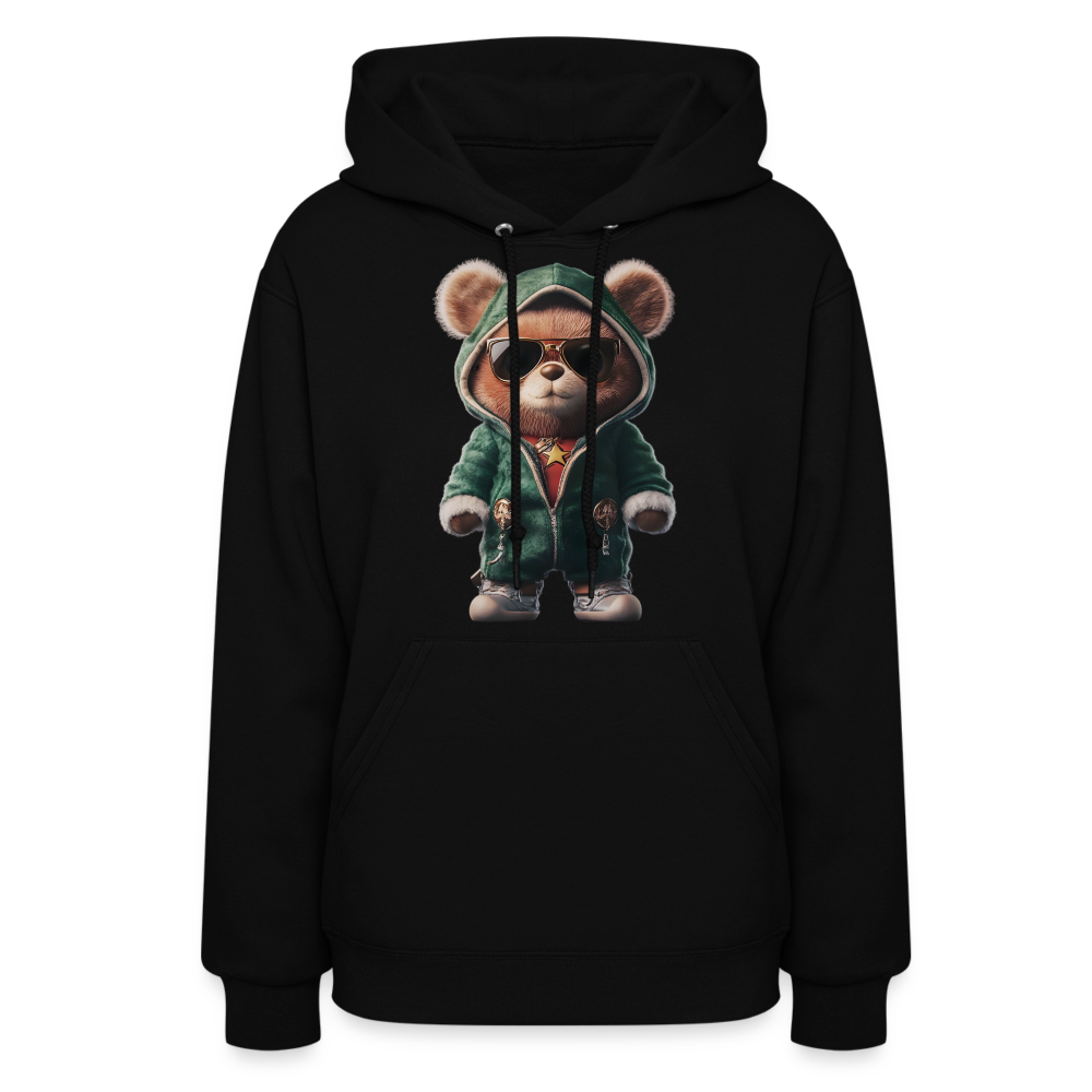 Hooded Gangster Christmas Teddy Bear (Design D) Women's Hoodie - black