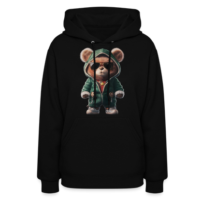 Hooded Gangster Christmas Teddy Bear (Design D) Women's Hoodie - black