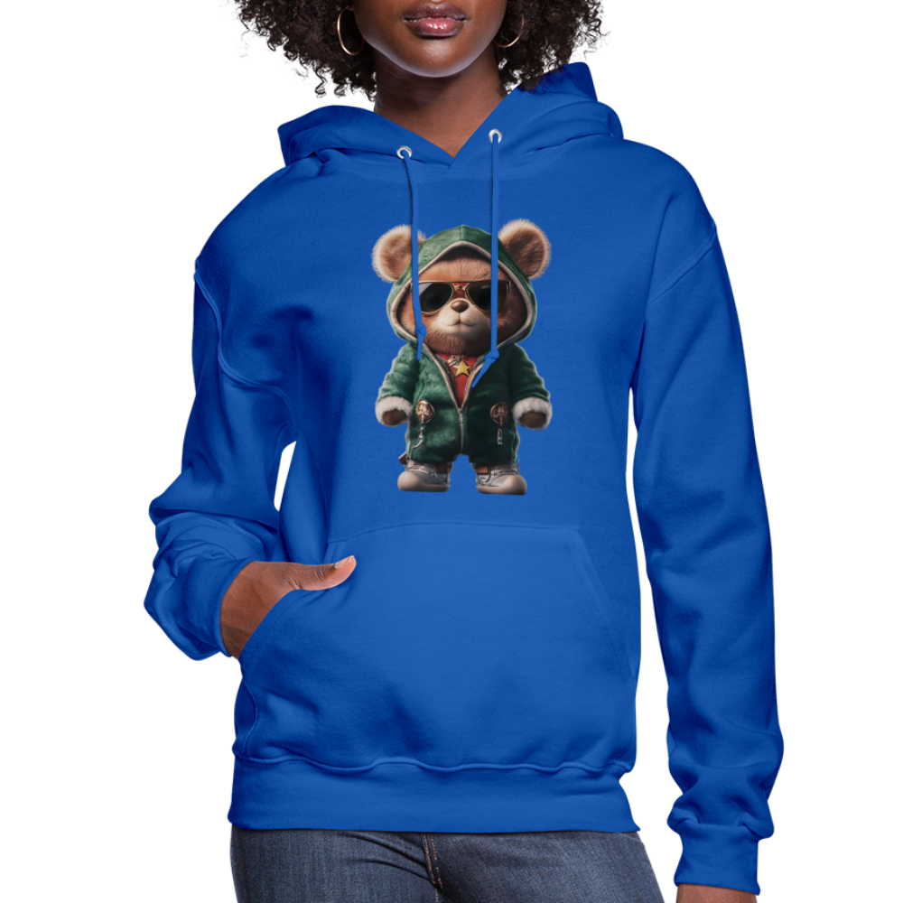 Hooded Gangster Christmas Teddy Bear (Design D) Women's Hoodie - royal blue