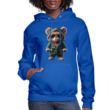 Hooded Gangster Christmas Teddy Bear (Design D) Women's Hoodie - royal blue