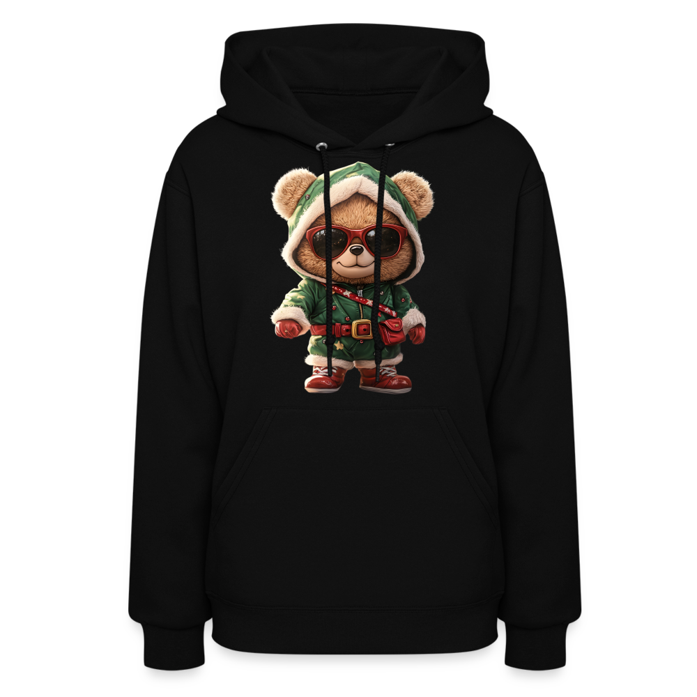 Hooded Gangster Teddy Bear (Design A) Women's Hoodie - black