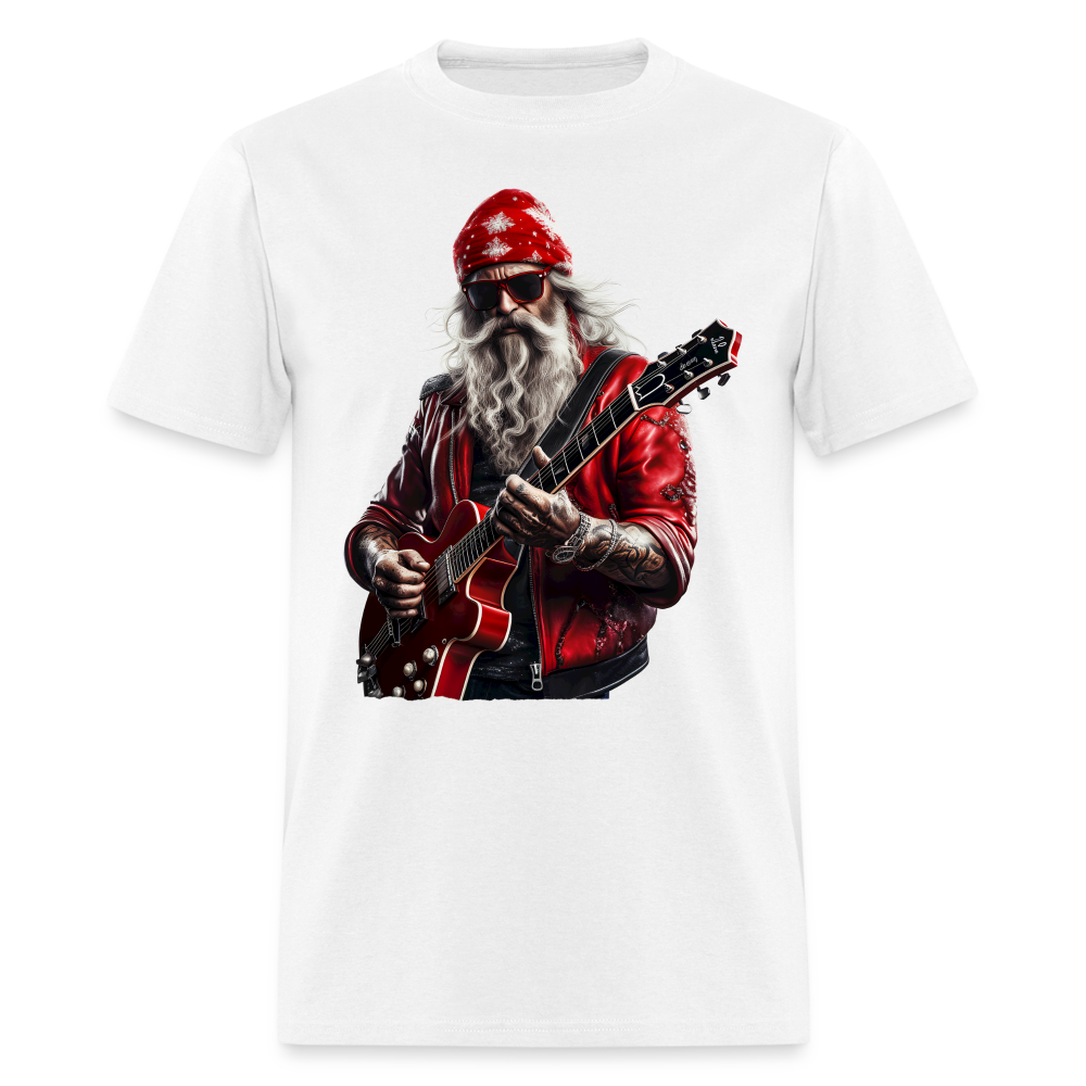 Santa in a Bandana Playing Guitar Unisex Classic T-Shirt - white
