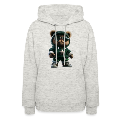 Hooded Gangster Christmas Teddy Bear (Design B) Women's Hoodie - heather oatmeal