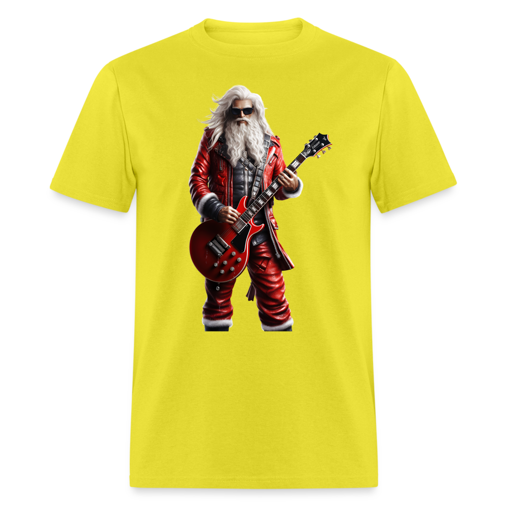 Santa Rock Star Playing Guitar Unisex Classic T-Shirt - yellow