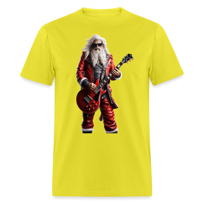 Santa Rock Star Playing Guitar Unisex Classic T-Shirt - yellow