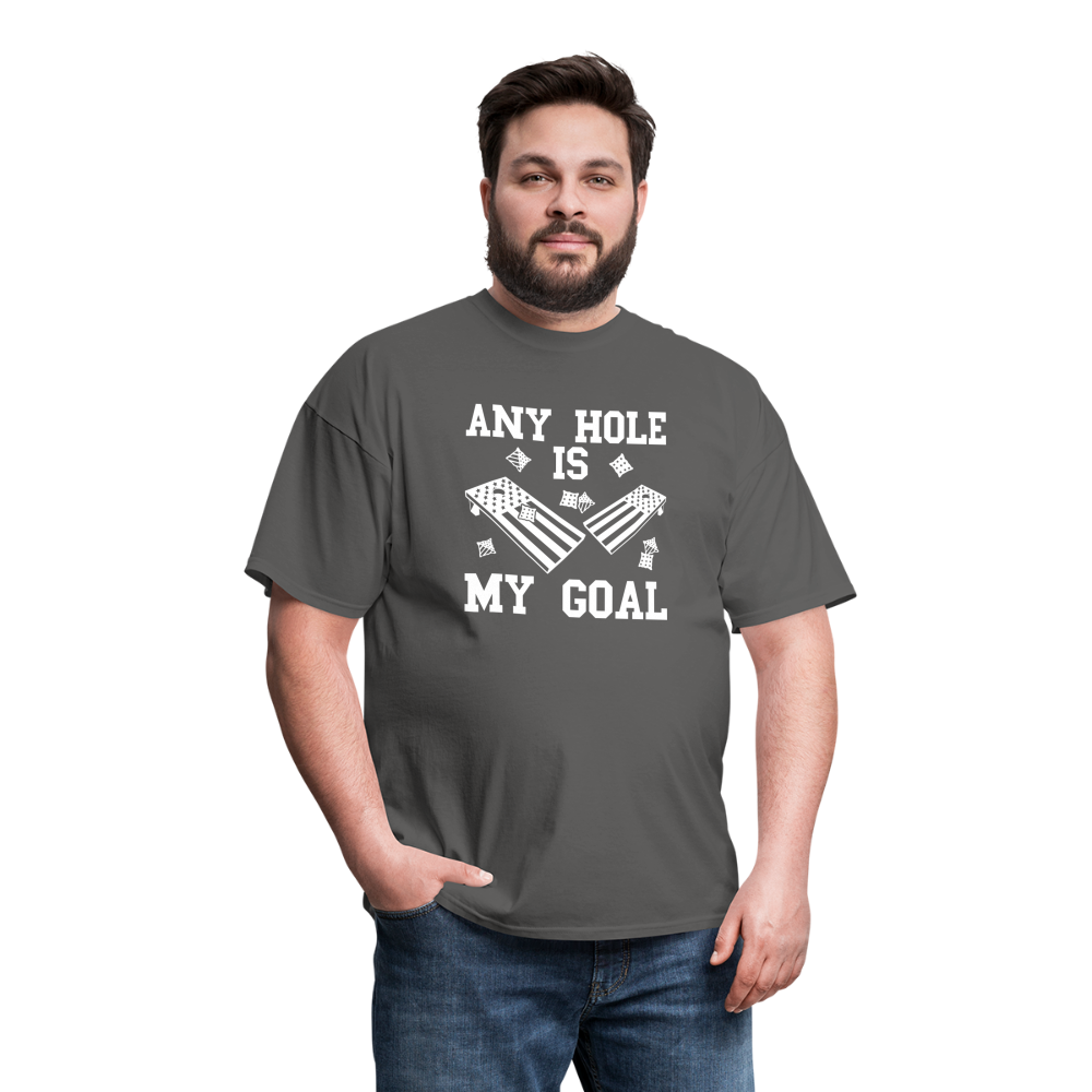 Any Hole is My Goal Cornhole Unisex Classic T-Shirt - charcoal