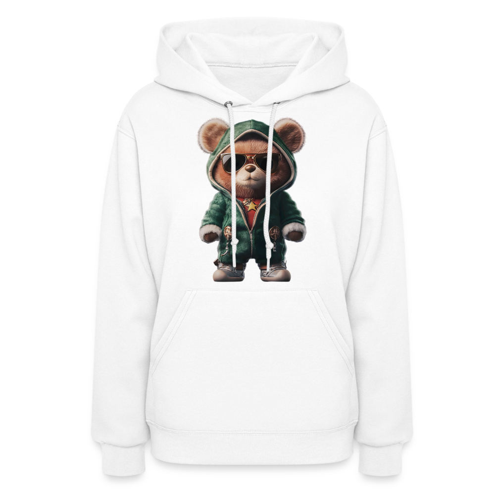 Hooded Gangster Christmas Teddy Bear (Design D) Women's Hoodie - white