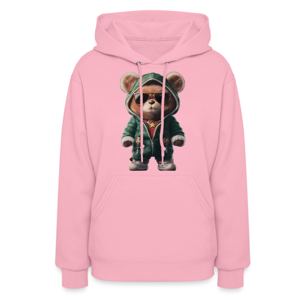 Hooded Gangster Christmas Teddy Bear (Design D) Women's Hoodie - classic pink