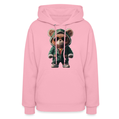Hooded Gangster Christmas Teddy Bear (Design D) Women's Hoodie - classic pink