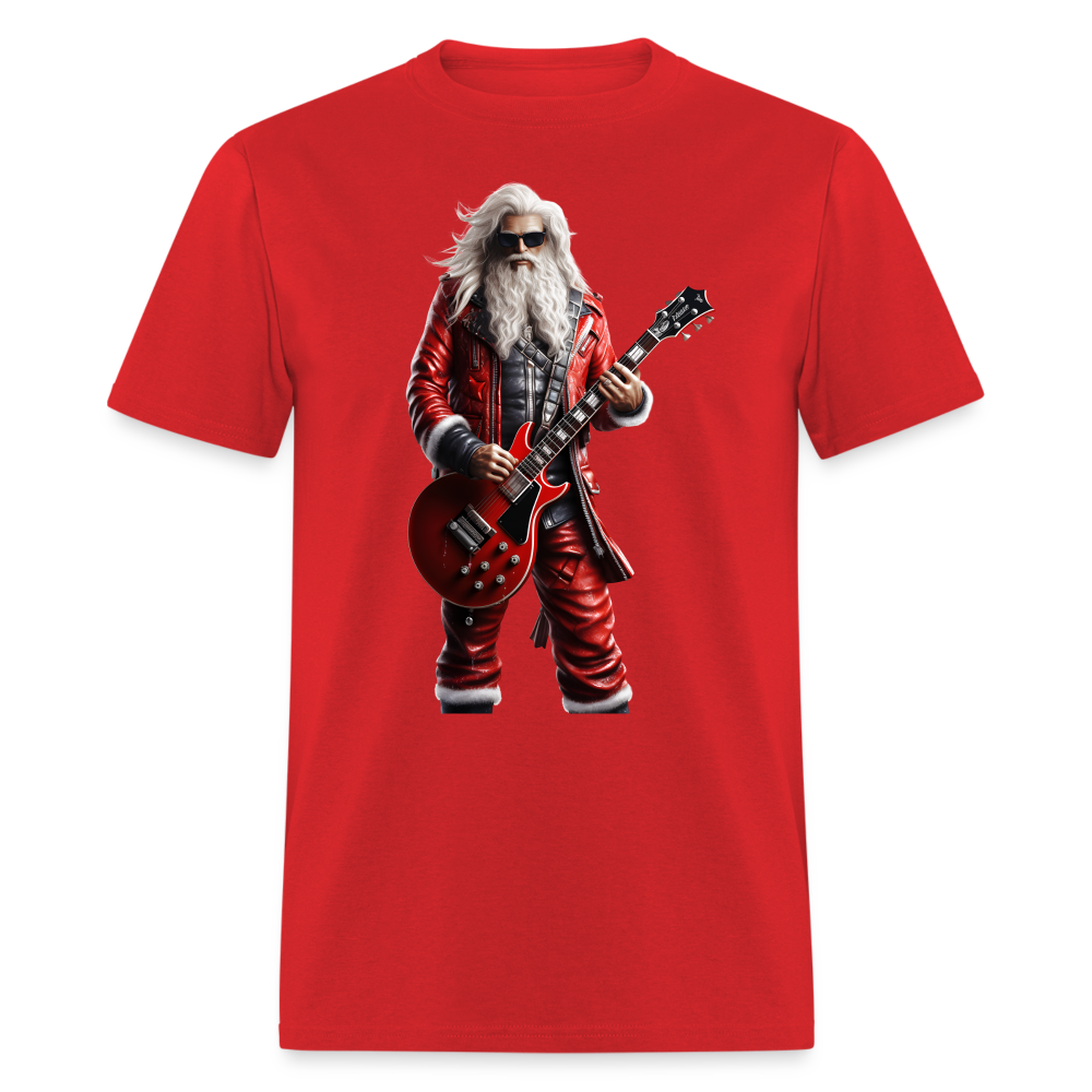 Santa Rock Star Playing Guitar Unisex Classic T-Shirt - red