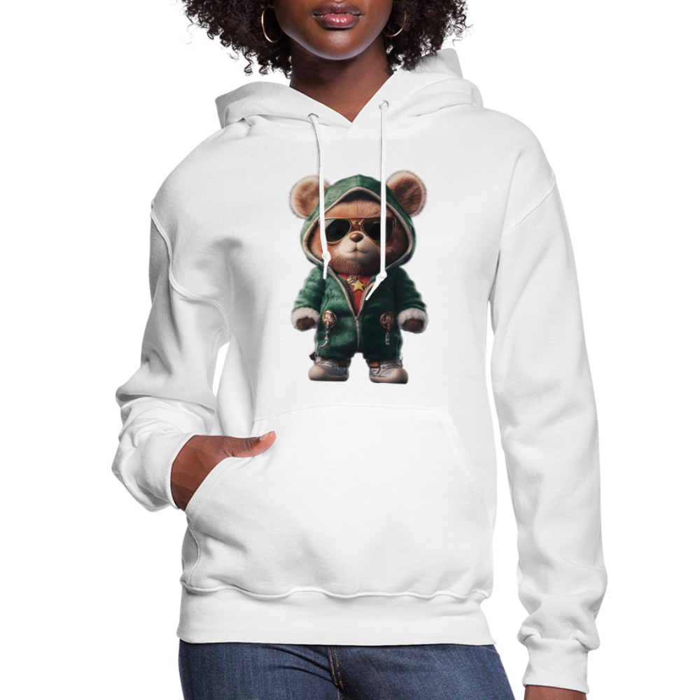Hooded Gangster Christmas Teddy Bear (Design D) Women's Hoodie - white